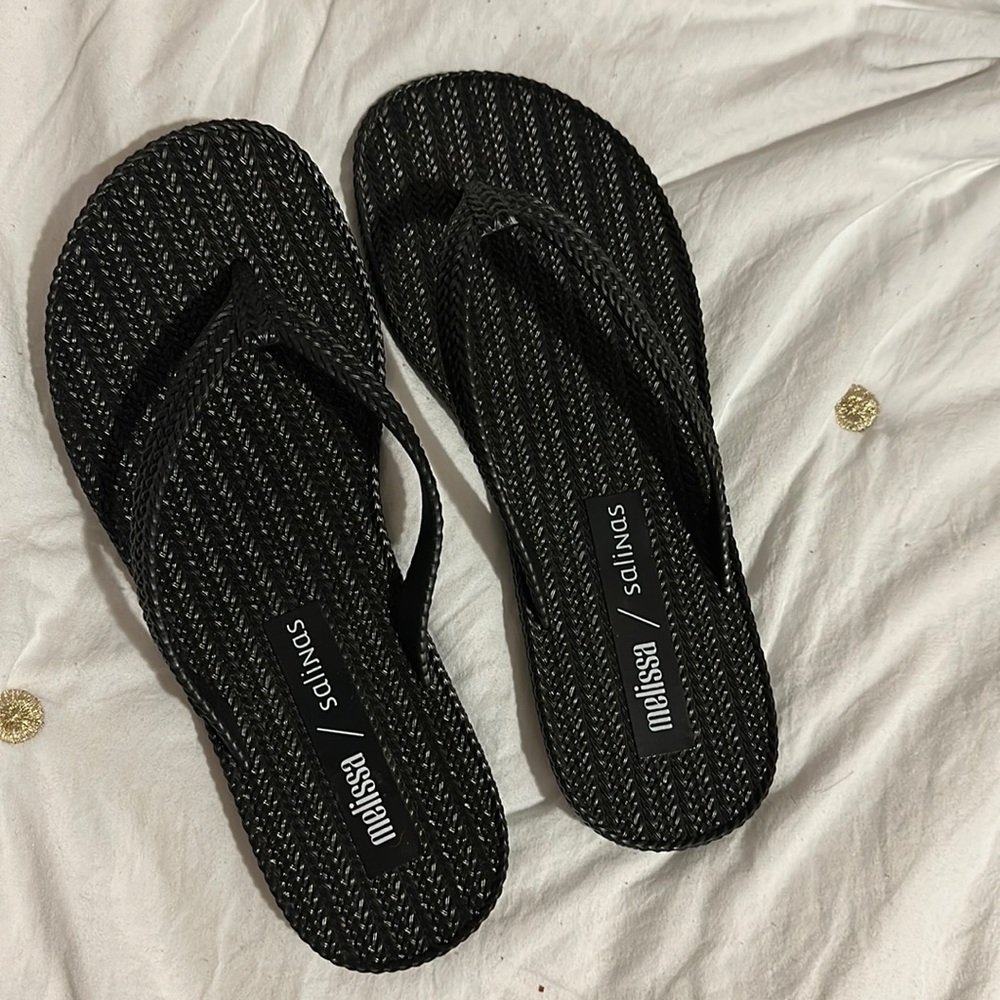 Braided Melissa Salinas Summer flip flops, size 5-6
